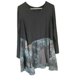 Comfy USA Blouse Women XL Blk Modal Lng Sleeve Kirsten Tunic Paisley Stretch NWT